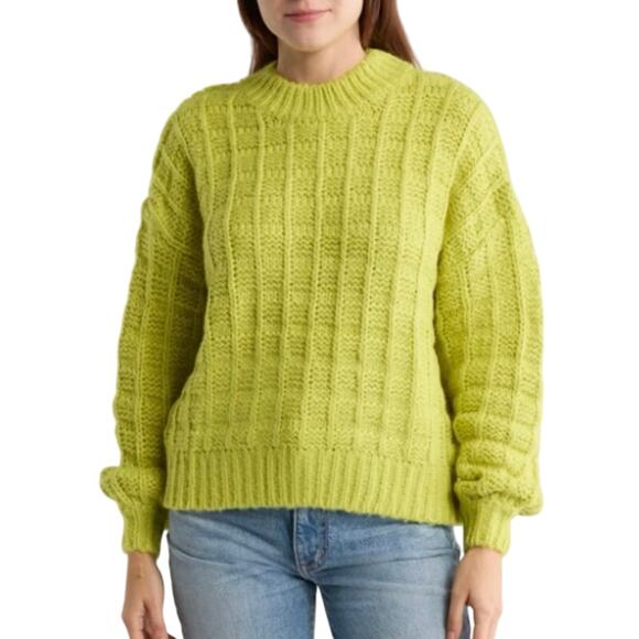 FRNCH Chiara Knit Crewneck Sweater Citron Vert Green - Picture 1 of 7